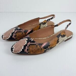 Madewell The Margot Slingback Flat in Snake Embossed Leather Size 7